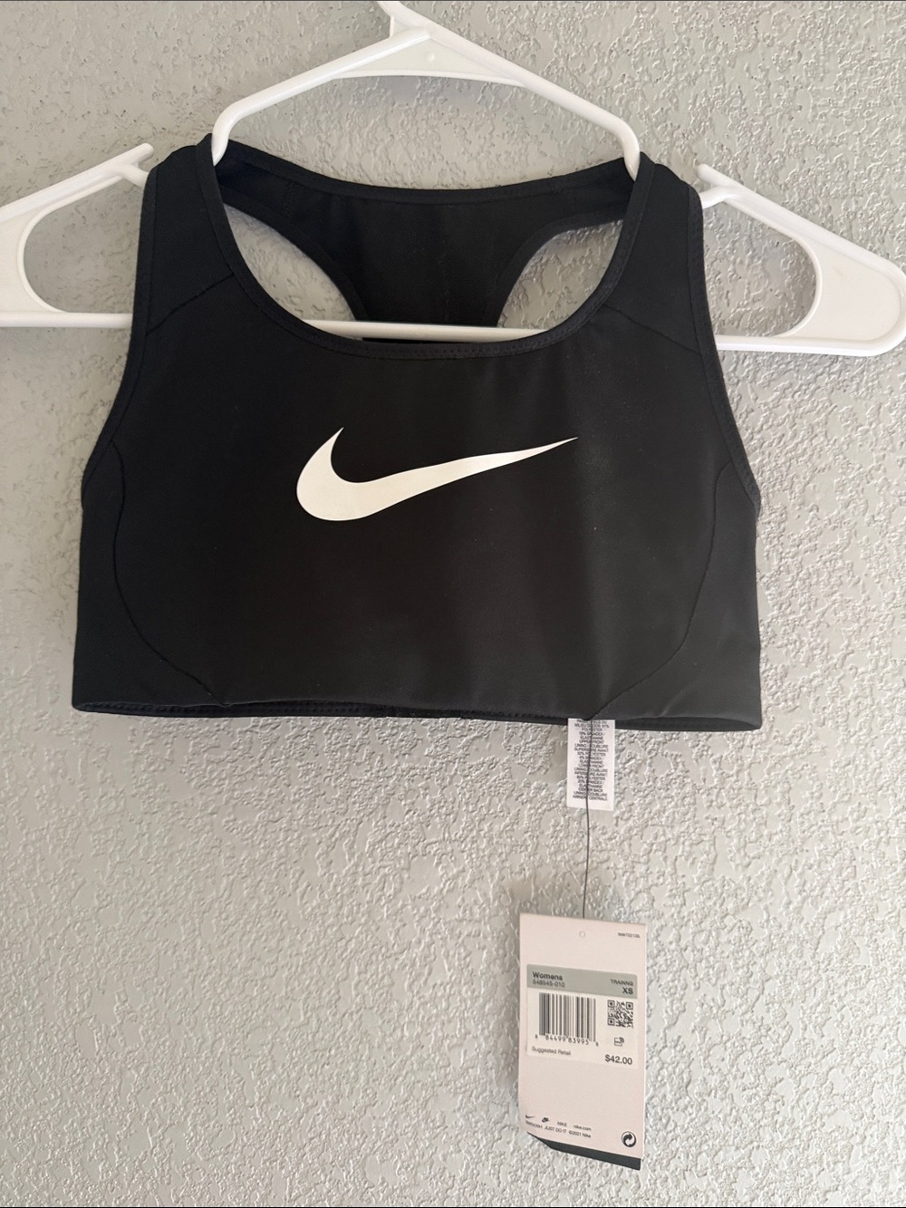 Nike Black Racerback Sports Bra Top with White Swoosh